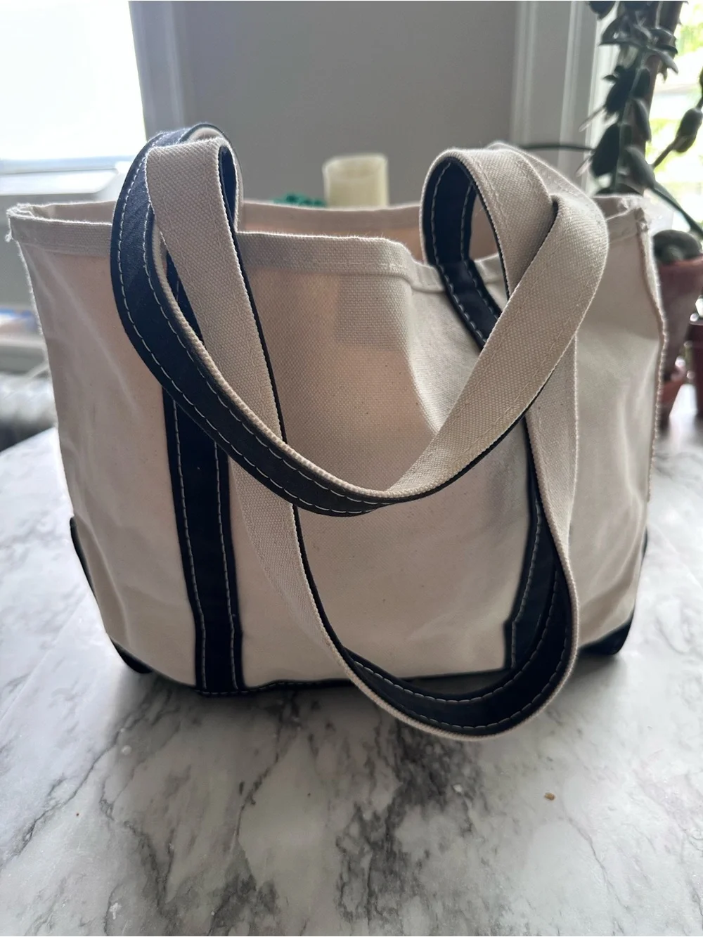 LL Bean Boat and Tote New York Culinary Experience Canvas Tote - Cream & Navy